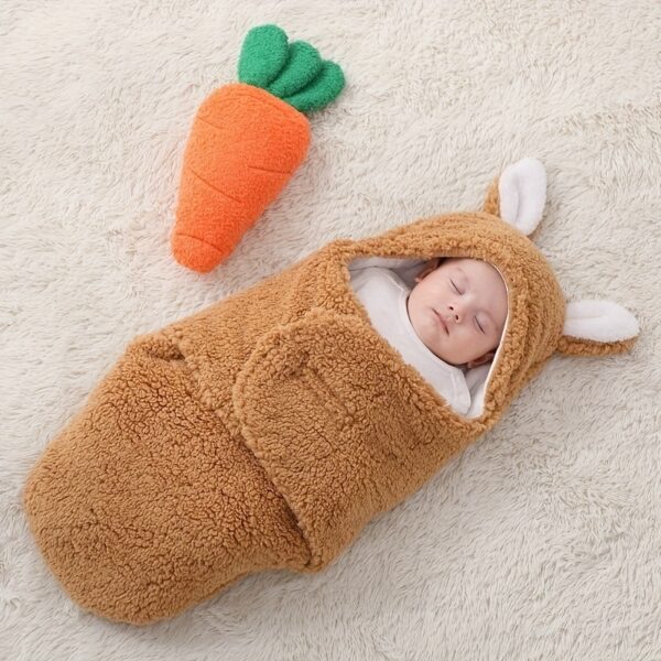 iKid Super Soft Baby Sleeping Bag Fluffy Fleece Newborn Blanket Swaddle Blankets Unisex Baby Wrap For Newborn Baby Boys Girls With Head-Protecting &Amp; Head-Supporting Function Wearable Swaddle Sleep Sack - Image 10