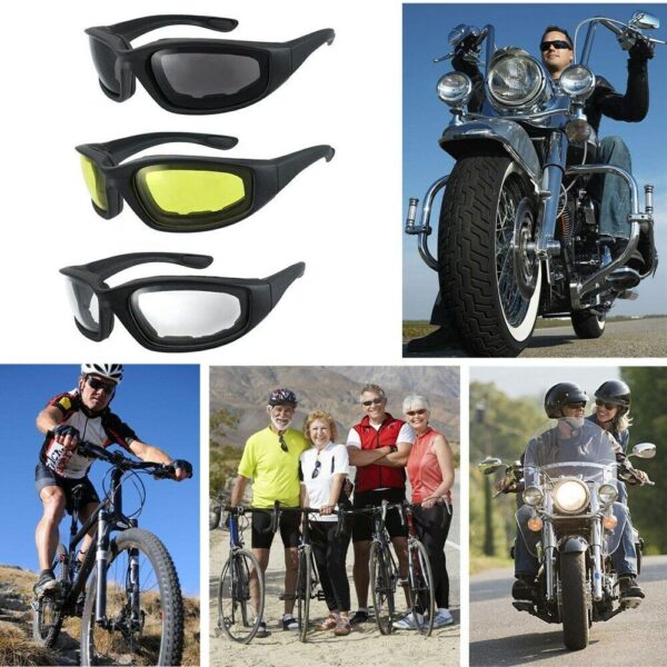 iKid 3 Pair Motorcycle Sports Padded Biker Riding Glasses Wind Resistant Sunglasses - Image 5