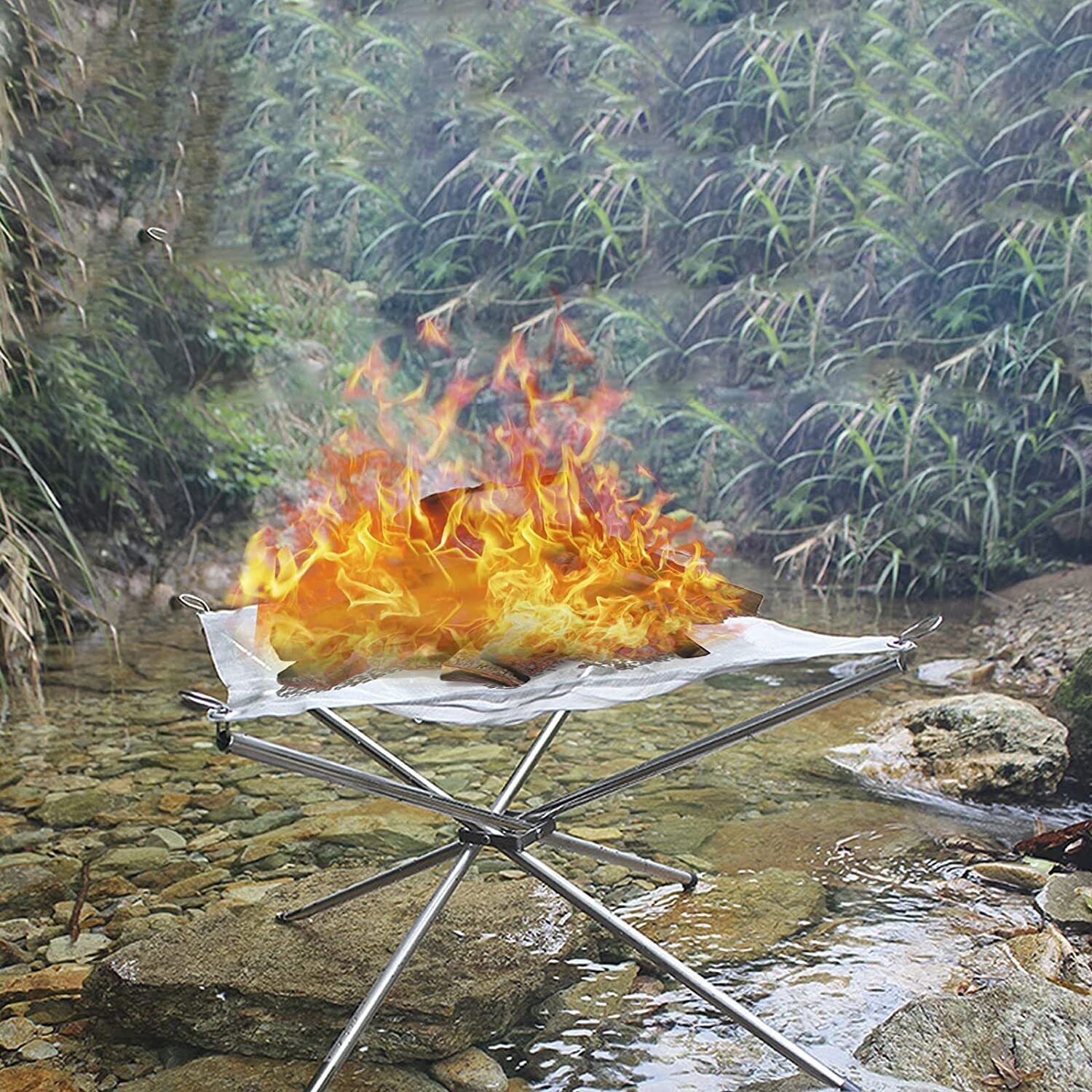 iKid Folding Portable Fire Pit Mesh Fire Pit Bonfire Stand Outdoor Camping Patio Uk