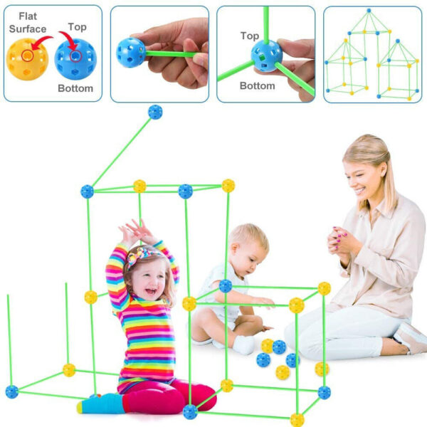 iKid 265Pcs Diy Build Your Own Den Set Children Present Tent Kids Funny Boy Girl Toys - Image 6