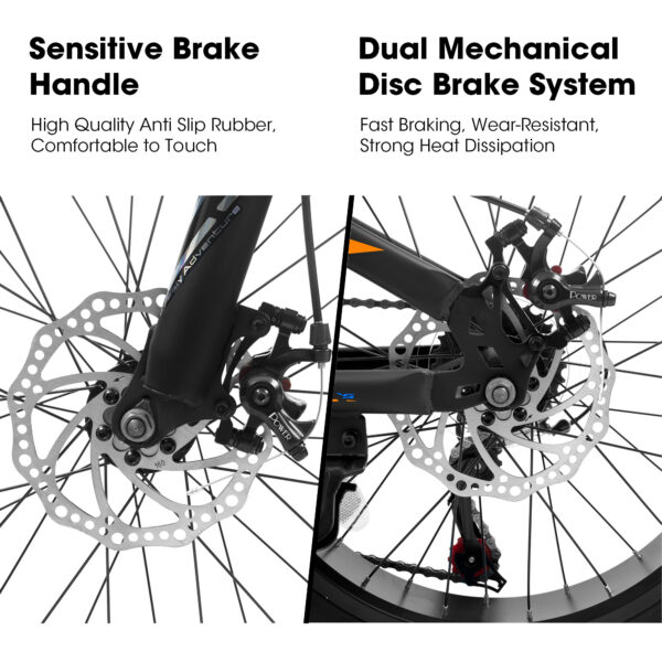 iKid V20235 20 Inch Fat Tire Bike 7 Speed Mountain Bike Dual Disc Brakes High Carbon Steel Frame Front Suspension Mountain Buggy City Commuter City Bike Fat Tire Bike - Image 9