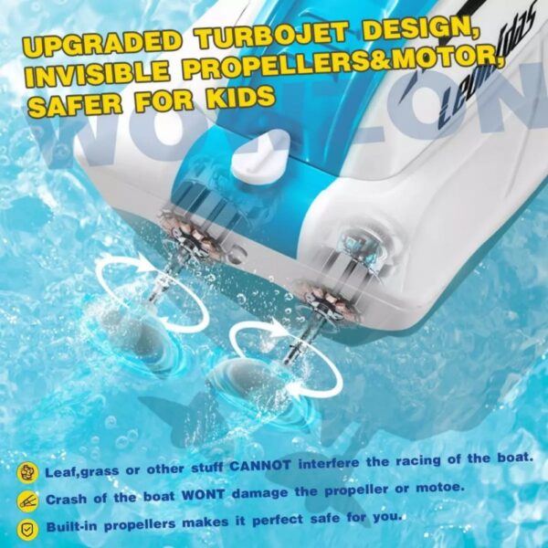 iKid 2025 Rc-Boot Ferngesteuertes Boot Fur Kinder Und Erwachsene 24 Ghz Rennboote Fur Pools Und Seen Alarm Bei Niedrigem Batteriestand Kenterwiederherstellung 2 Wiederaufladbare Battery - Image 7
