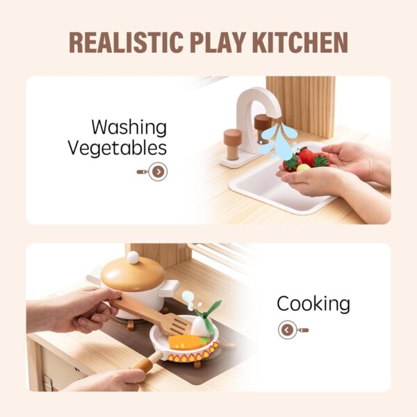 iKid Robud New Large Kids Toddlers Kitchen Playset Wooden Play Toy With Accessories - Image 5