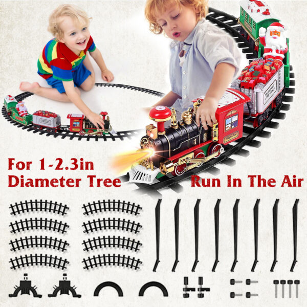 iKid Electric Train Set Kid Toy Xmas Steam Train Kit Tree Surround Track Battery Operated With Sound Light Santa Claus Christmas Gift - Image 7