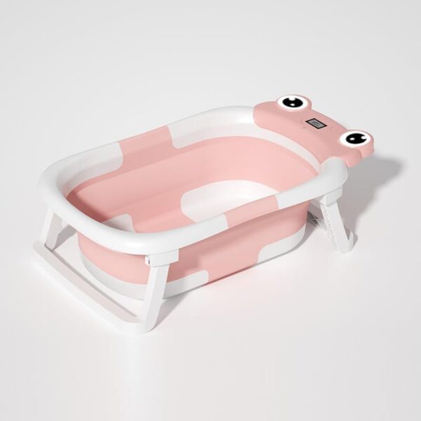 iKid Baby Bathtub Foldable Baby Bath Tub With Soft Floating Cushion &Amp; Thermometer Collapsible Portable Travel Baby Bath Tub - Image 2