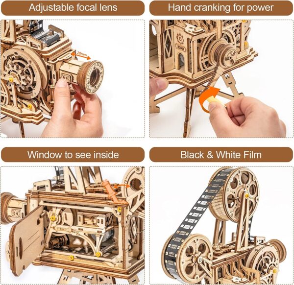 iKid Rokr 3D Wooden Puzzles Vitascope Mechanical Building Kits Movie Projector Toys - Image 4