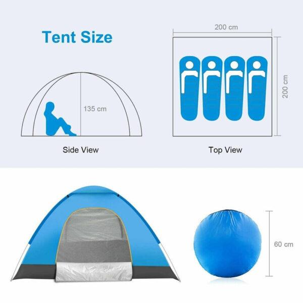 iKid 3-4 Person Automatic Up Outdoor Hiking Camping Tent Waterproof Uv Protection - Image 3
