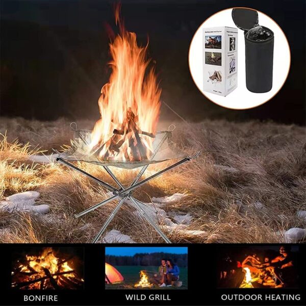 iKid Folding Portable Fire Pit Mesh Fire Pit Bonfire Stand Outdoor Camping Patio Uk - Image 6
