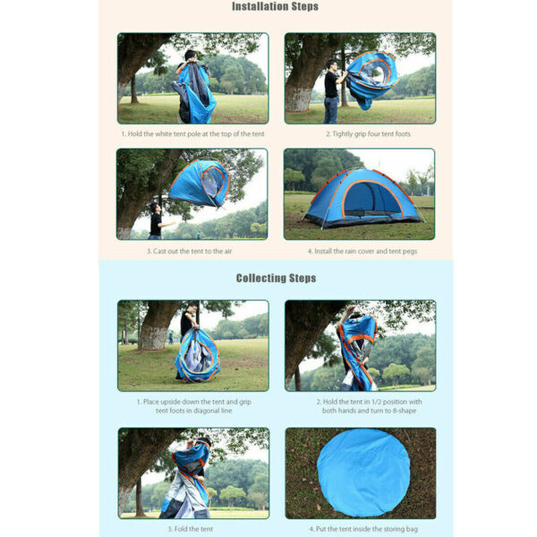 iKid 3-4 Person Automatic Up Outdoor Hiking Camping Tent Waterproof Uv Protection - Image 2