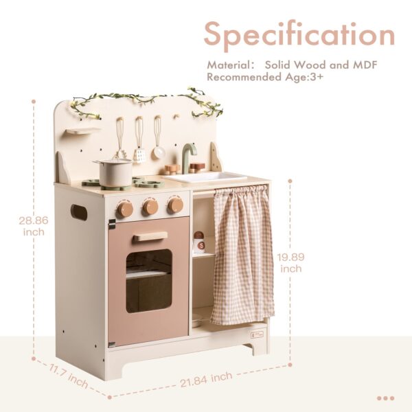 iKid Robud Kids Play Kitchen Set Rustic Wooden Pretend Play Kitchen For Toddlers 3 - Image 5