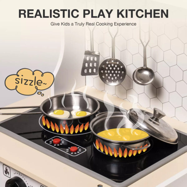 iKid Robotime Diy Pretend Play Kitchen Cooking Toy Set Gift For Boys And Girls Gray - Image 9