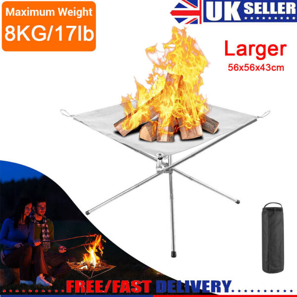 iKid Folding Portable Fire Pit Mesh Fire Pit Bonfire Stand Outdoor Camping Patio Uk - Image 8