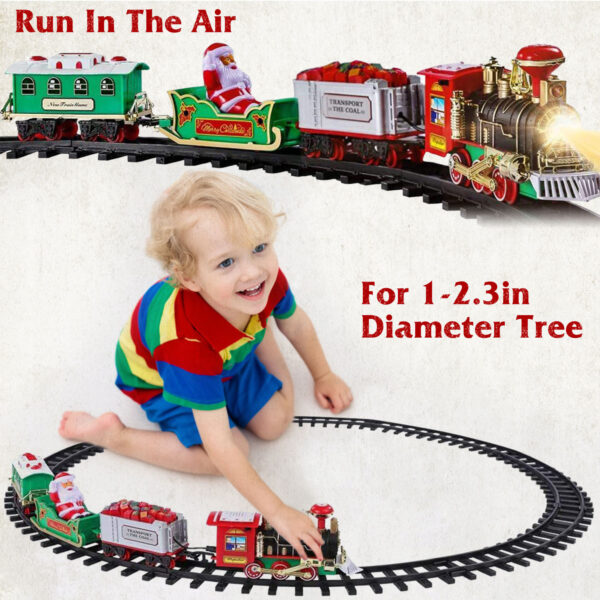 iKid Electric Train Set Kid Toy Xmas Steam Train Kit Tree Surround Track Battery Operated With Sound Light Santa Claus Christmas Gift - Image 3