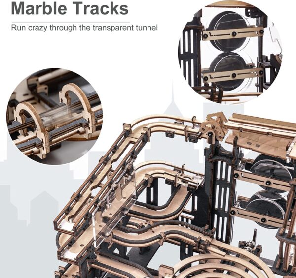 iKid Robotime Rokr Marble Night City 3D Wooden Puzzle Games Assembly Waterwheel Model Toys For Children Kids Birthday Gift - Image 5