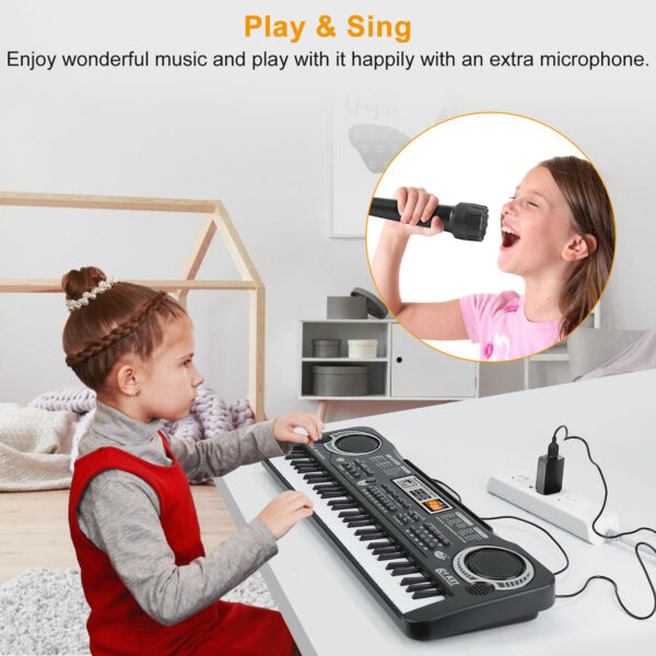 iKid 61 Keys Digital Music Electronic Keyboard Electric Piano Musical Instrument Kids Learning Keyboard With Microphone For Beginners Kids Girls Boys Adults - Image 6