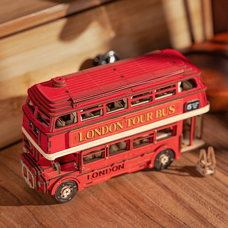 iKid Rolife London Tour Bus Car 3D Wooden Puzzle Model Toy Home Decor Xmas Gift