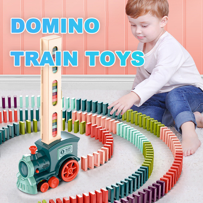 iKid Domino Train Toys Baby Toys Car Puzzle Automatic Release Licensing Electric Building Blocks Train Toy