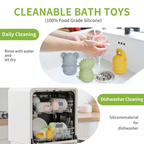 iKid Baby Water Shower Toys Set Bath Water Toys Parent-Child Interactive Toys 4 Pieces --Ocean Color- Safe Soft Rubber Material The Bath Does Not Cry Let The Baby Love The Bath - Image 5