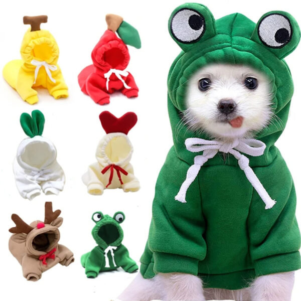 iKid Cute Fruit Dog Clothes For Small Dogs Hoodies Winter Warm Fleece Pet Clothing Puppy Cat Costume Coat For French Chihuahua Outfit
