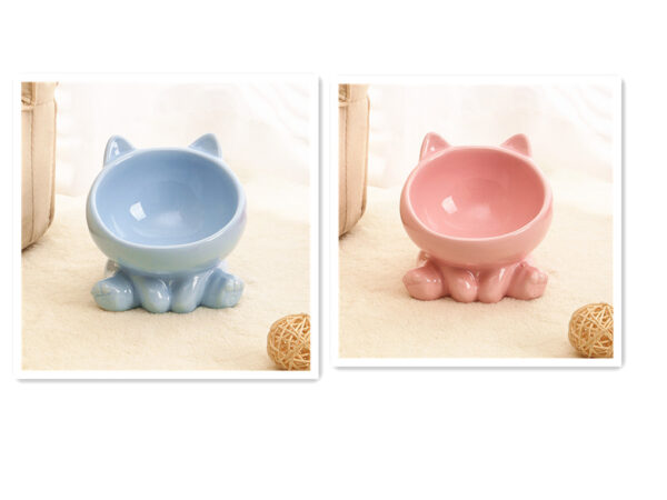 iKid Ceramic Cat Bowl Cat Bowl Cat Food Bowl Neck Guard Oblique Mouth Dog Bowl Pet Bowl - Image 5