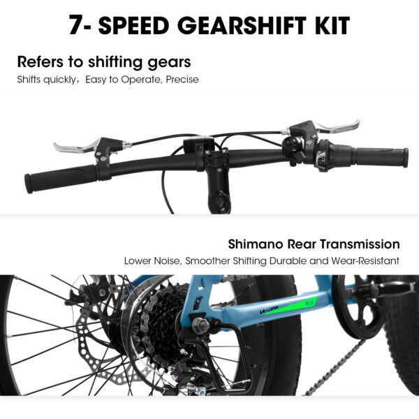 iKid V20235 20 Inch Fat Tire Bike 7 Speed Mountain Bike Dual Disc Brakes High Carbon Steel Frame Front Suspension Mountain Buggy City Commuter City Bike Fat Tire Bike - Image 2