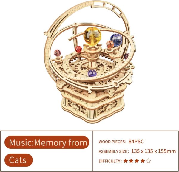 iKid Rokr Rotating Starry Night Mechanical Music Box 3D Wooden Puzzle Assembly Model Building Kits Toys For Children Kids - Amk51 - Image 3