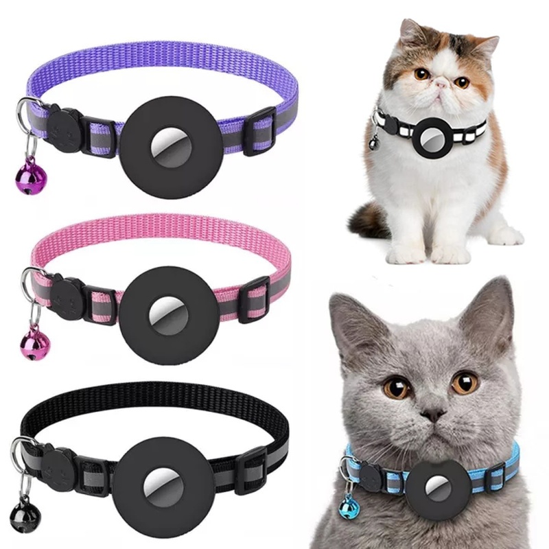 iKid Reflective Collar Waterproof Holder Case For Airtag Air Tag Airtags Protective Cover Cat Dog Kitten Puppy Nylon Collar