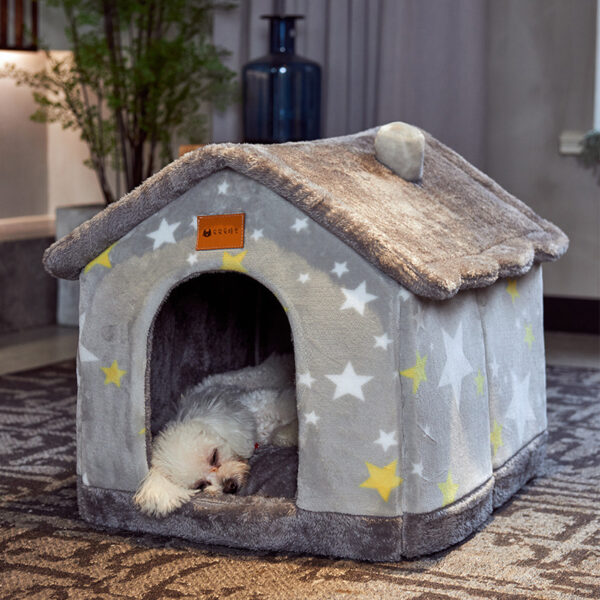 iKid Foldable Dog House Pet Cat Bed Winter Dog Villa Sleep Kennel Removable Nest Warm Enclosed Cave Sofa Pets Supplies - Image 2