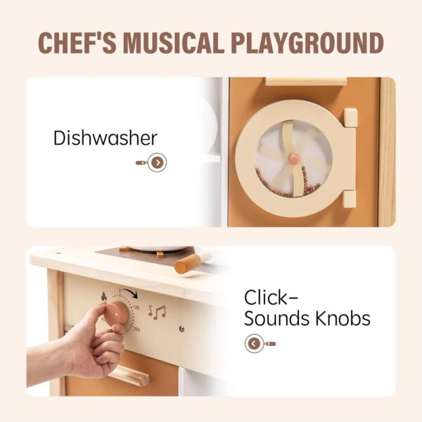 iKid Robud New Large Kids Toddlers Kitchen Playset Wooden Play Toy With Accessories - Image 4