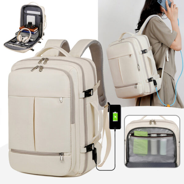 iKid Large Capacity Backpack For Women Men Multiple Pockets And Zippers Versatile Computer Bags Business Travel Backpack
