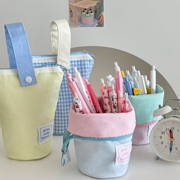 iKid Foldable Standing Pencil Pen Case With Compartments Large Capacity Pencil Pouch Bag School Aesthetic Supplies For Girls Boys Adults - Image 2