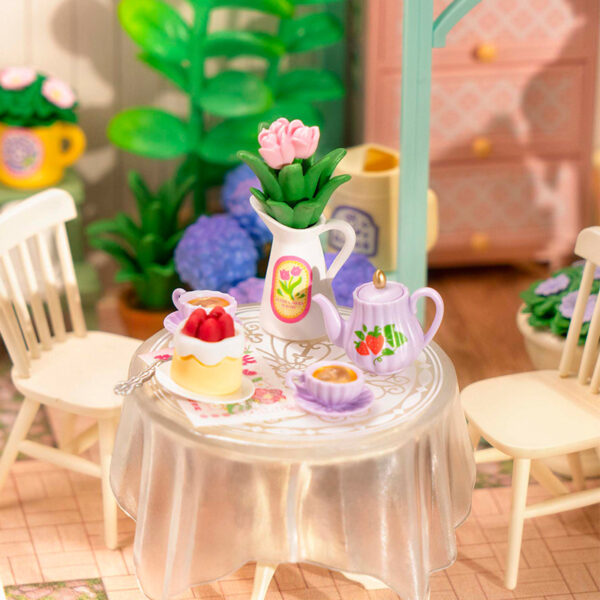 iKid Robotime Diy Miniature House Kit Dollhouse Model Building Craft Kit Birthday Creative Gifts For Adults Kids Girls Boys Blooming Tea Garden - Image 3