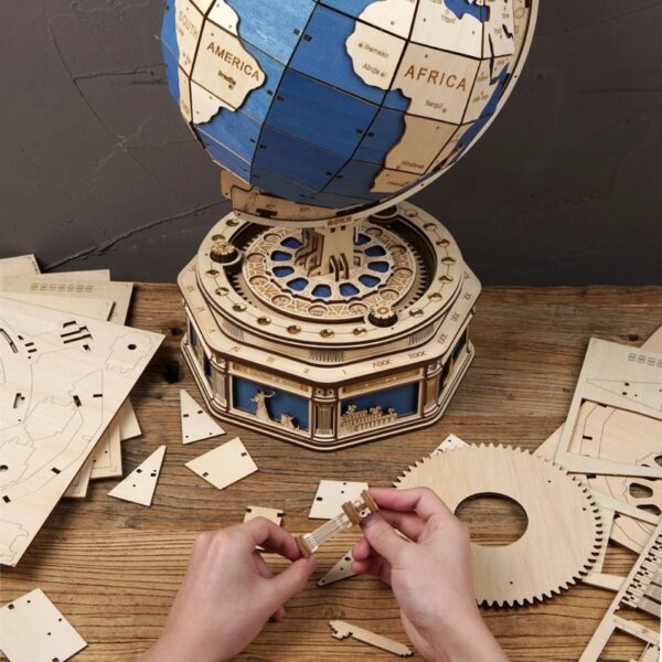 iKid Robotime Globe Earth 567Pcs 3D Wooden Puzzle Games Ocean Map Ball Assemble Model Toys Xms Gift For Children Boys Dropshipping - Image 4