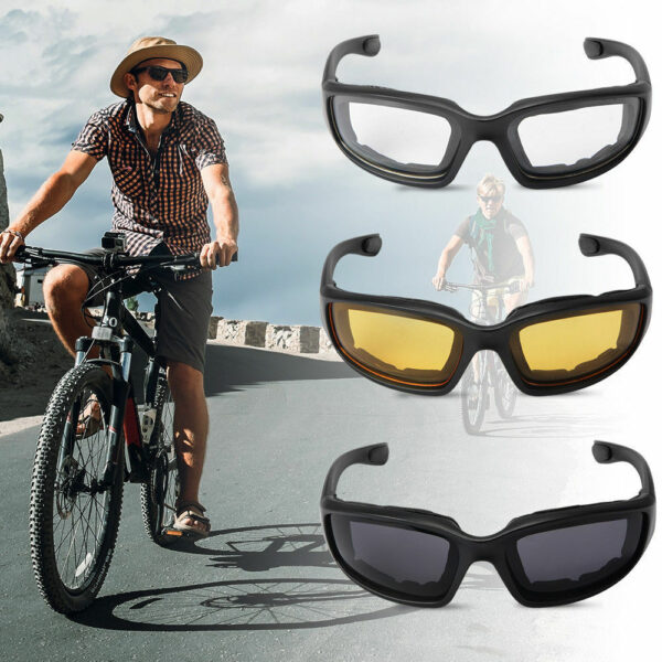 iKid 3 Pair Motorcycle Sports Padded Biker Riding Glasses Wind Resistant Sunglasses - Image 9