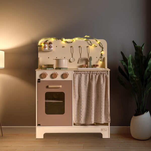 iKid Robud Kids Play Kitchen Set Rustic Wooden Pretend Play Kitchen For Toddlers 3 - Image 6