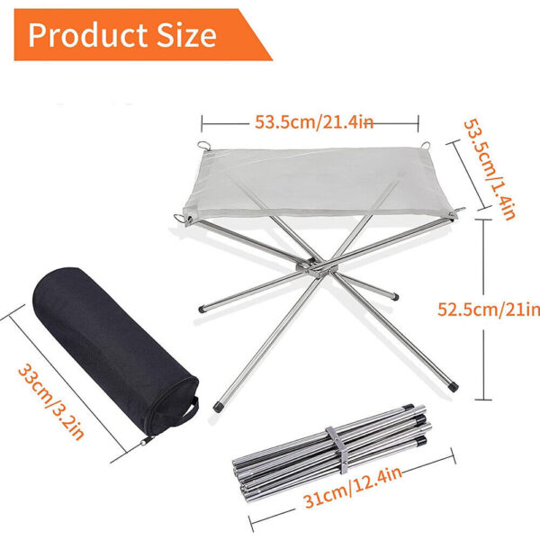 iKid Folding Portable Fire Pit Mesh Fire Pit Bonfire Stand Outdoor Camping Patio Uk - Image 3