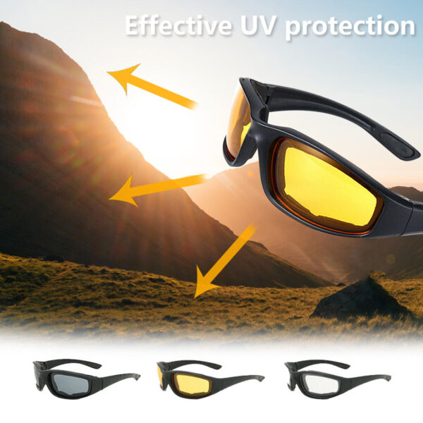 iKid 3 Pair Motorcycle Sports Padded Biker Riding Glasses Wind Resistant Sunglasses - Image 6
