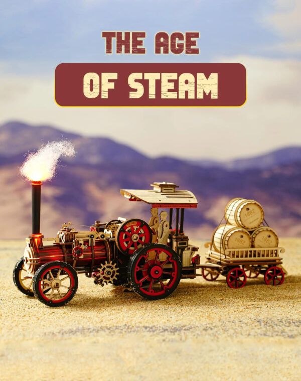 iKid Rokr 3D Wooden Puzzle Car Model Steam Engine Mechanical Teens Kids Birthday Gift - Image 4