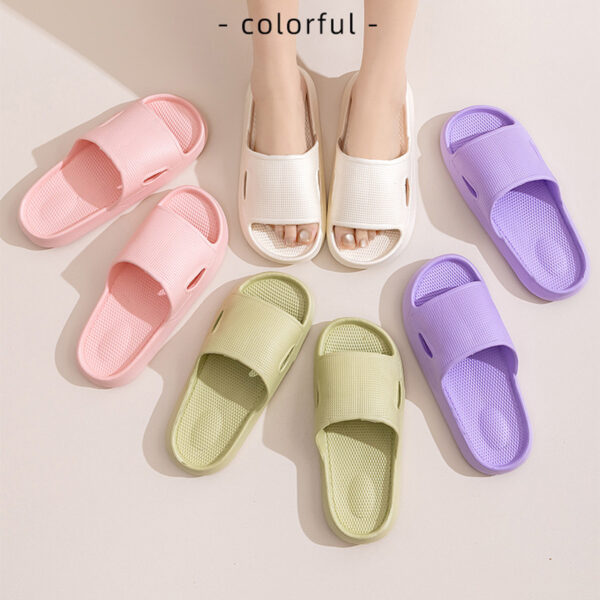 iKid Solid Color Thick Bottom Home Slippers Summer Non-Slip Floor Bathroom Slipper Women Men Couples Shoes - Image 4