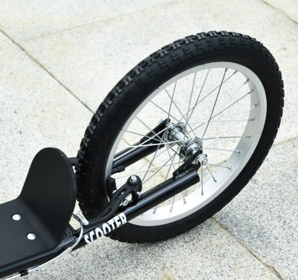 iKid Kids Kick Scooter Black Adjustable Handlebar Dual Rear Brakes Inflatable Wheels - Image 5