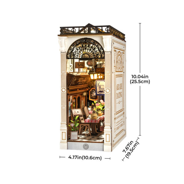iKid Robotime Diy Book Nook Kit - Arcade Dating Scene With Dust Cover 3D Wooden Miniature Dollhouse Puzzle Creative Bookend Bookshelf Decor Unique Gift For Adults - Image 4