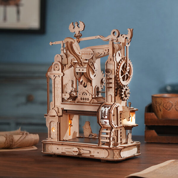 iKid Rokr 3D Wooden Puzzle Model Printing Press Mechanical Gears Teen Xmas Gift Lk602 - Image 2