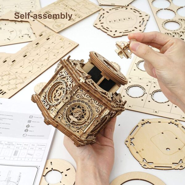 iKid Robotime Rokr Diy Mechanical Music Box Kit 3D Wooden Puzzle Box For Adults Self-Assembly Building Project - Secret Garden - Image 9
