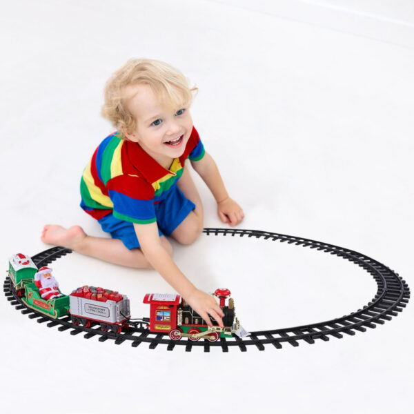 iKid Electric Train Set Kid Toy Xmas Steam Train Kit Tree Surround Track Battery Operated With Sound Light Santa Claus Christmas Gift - Image 9