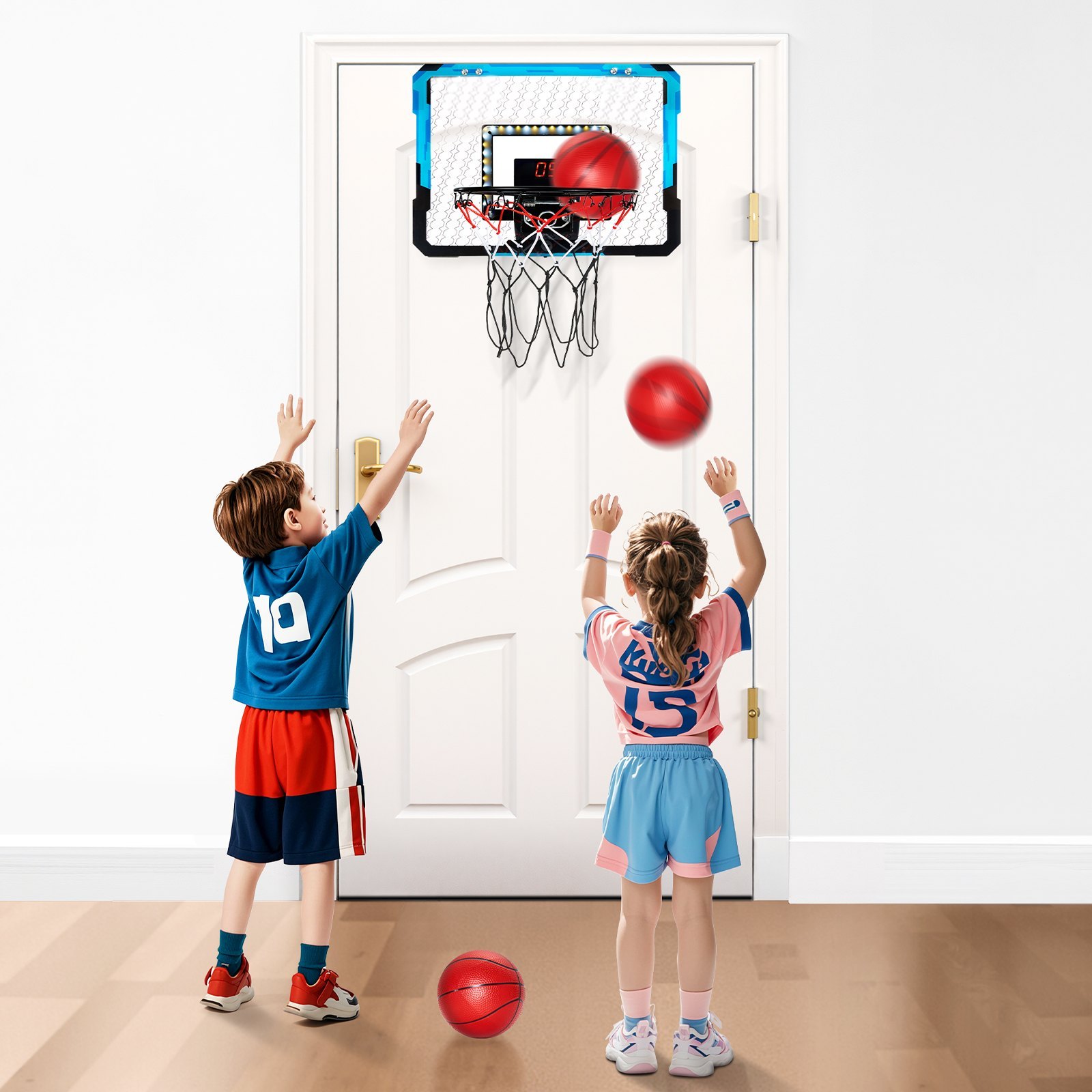 iKid Kids Basketball Hoop With Led Lights &Amp; Audio Scoreboard Indoor Basketball Hoop