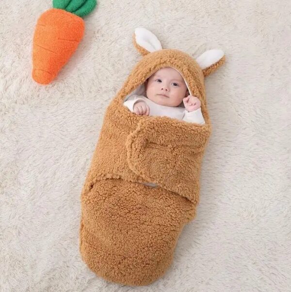 iKid Super Soft Baby Sleeping Bag Fluffy Fleece Newborn Blanket Swaddle Blankets Unisex Baby Wrap For Newborn Baby Boys Girls With Head-Protecting &Amp; Head-Supporting Function Wearable Swaddle Sleep Sack - Image 9