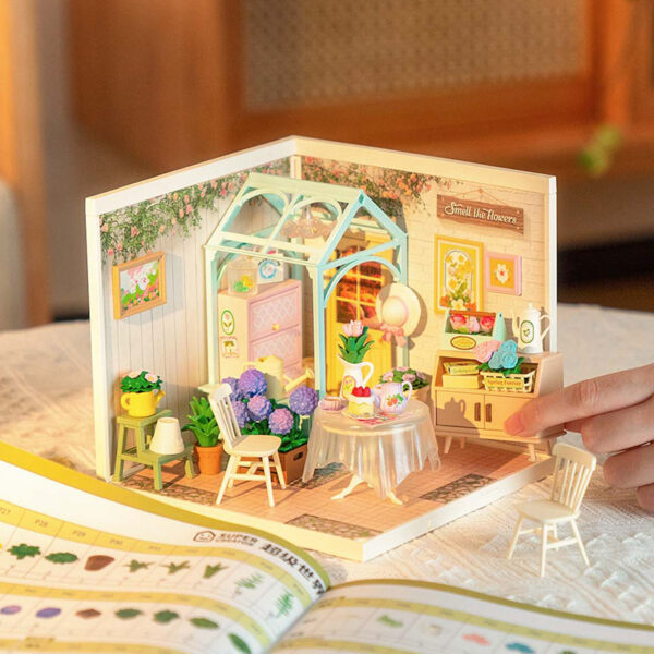 iKid Robotime Diy Miniature House Kit Dollhouse Model Building Craft Kit Birthday Creative Gifts For Adults Kids Girls Boys Blooming Tea Garden - Image 10
