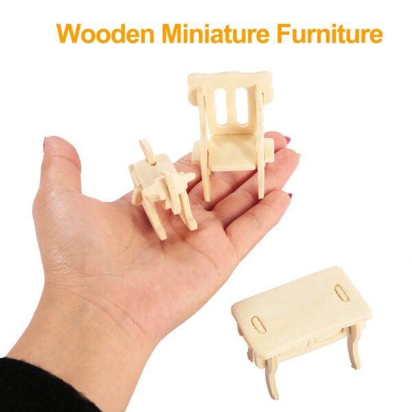 iKid 3D Wooden Dollhouse Furniture Puzzles Diy Miniature Furniture Models Set - Image 2