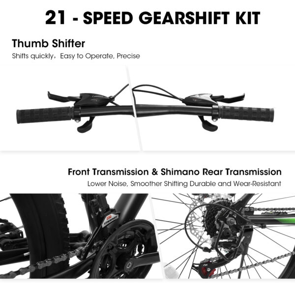 iKid A27366 27 Inch Mountain Bike 21 Speed Suspension Fork Aluminum Frame Disc Brake Mountain Biking For Both Men And Women. - Image 4