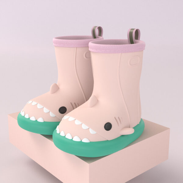 iKid Children Boys Girls Cute Cartoon Waterproof Shoes Safety Rubber Shark Slippers Kids Rain Boots - Image 10